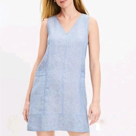 LOFT Dresses & Skirts - Loft Sleeveless Light Blue Linen Dress
